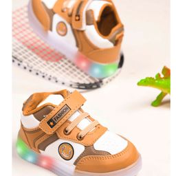 KATS Colour Blocked LED Shoes With Velcro Closure - Beige-image-6