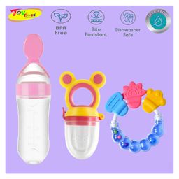 Joy Buzz Baby Food Feeder Nibbler & Rattle Teether Combo - Multicolor-15