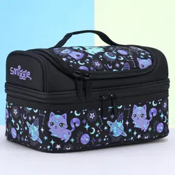 Smiggle Double Deck Lunch Bag with Cat Print - Black-picture-48