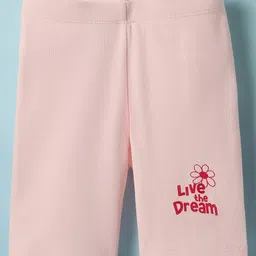 Evimo Single Jersey Knit Knee Length Shorts With Text Print - Pink-image-17