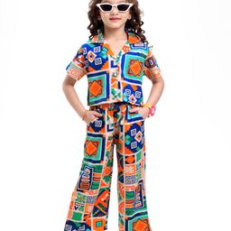 OLLINGTON ST. Cotton Half Sleeve Printed Co-ords Top & Knit Culottes Set - Multicolor-image-77