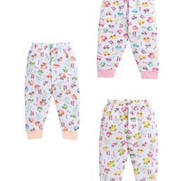Little Angels Cotton Woven Pack Of 3 Cars Printed Pajamas - Peach Pink & Yellow-image-83