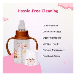 Adore ALGO Jr. Baby Silicon Soft Spout Sipper with Twin Handle- 125ml- Brown image 2
