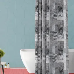 ArtzFolio Black & White Geometric Printed Waterproof Shower Curtain-11
