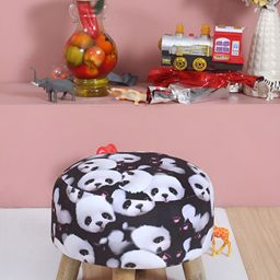 Shadowkart Printed Black Velvet Round Ottomans-image-83