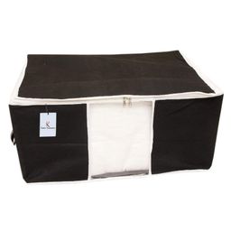 Kuber Industries Rectangular Leheriya Design Underbed BagStorage OrganiserBlanket CoverExtra Large Size, Pack of 3 BlackNon-Woven image 4