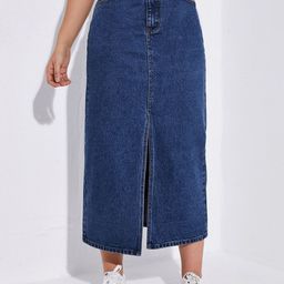 AAHWAN High Waist Slit Maxi Skirt-30