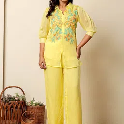 KASYA Embroidered Shirt With Trousers Co-Ords-picture-5