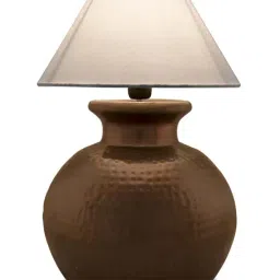 Homesake Copper Antique Hammered Pitcher Table Lamp with White Shade (Bulb Included) - Set of 1 image 2