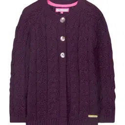 Cherry Crumble By Nitt Hyman Kids Purple Self Pattern Cardigan-image-68