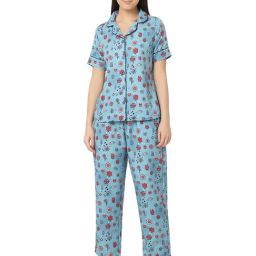 Smarty Pants Blue Printed Shirt With Lounge Pants-image-70