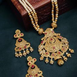 Panash Gold Plated Artificial Stone Studded Jewellery Set-27