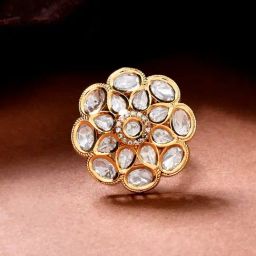 Voylla Gold Kundan Elegance Chandra Casual Ring-picture-22