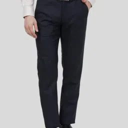 Raymond Blue Slim Fit Checks Trousers-image-48