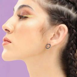 Sohi Silver-Toned Black Contemporary Stud Earrings-14