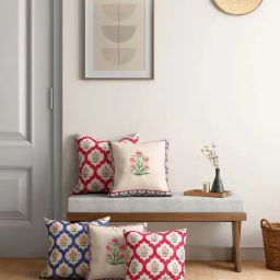 India Circus Multicolor Velvet Poppy Window Cushion Covers - Set of 5-picture-41