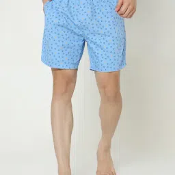 UnderJeans by Spykar Blue Printed Cotton Boxers-image-66