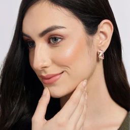Sohi Rose Gold-Plated Petal Shaped Stud Earrings-17