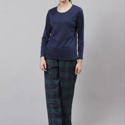 Biba Navy & Green T-Shirt & Pyjama Set With Eyemask-image-53