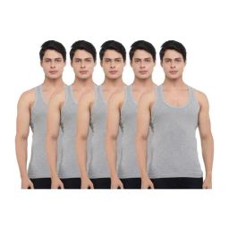 Dollar Bigboss Grey Cotton Regular Fit Derby Vests (Pack Of 5)-image-84