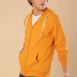 Campus Sutra Mustard Solid Full Sleeves Hoodie-picture-33