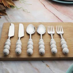 VarEesha White Steel Spoons Forks & Knives - Set of 6-image-100