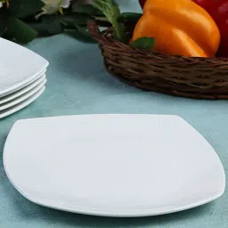 Clay Craft White Ceramic Snacks Quarter Plate - Se of 4 (18cm)-image-53