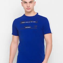 Globus Blue Round Neck Polyester T-Shirt-image-92