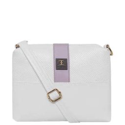 Esbeda White Textured Medium Sling Handbag-image-60