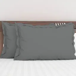 Pizuna Dark Grey 400 TC Cotton Pillow Covers - Set of 2-image-67