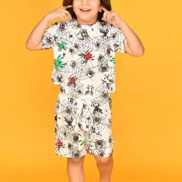 Anthrilo Kids White Printed T-Shirt with Shorts-image-53