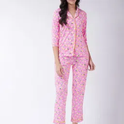 Miss Chase Pink Cotton Printed Shirt With Pyjamas-image-55