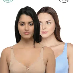 Inner Sense Beige & Blue Full Coverage Bra - Pack of 2-image-76