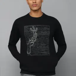Allen Solly Black Cotton Regular Fit Graphic Sweatshirt-picture-48