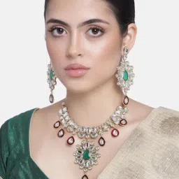 Estele Gold-Plated Traditional Kundan Necklace Set for Women-21