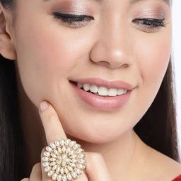 Zaveri Pearls Gold Tone Pearls Flower Ethnic Finger Ring-ZPFK9537-19
