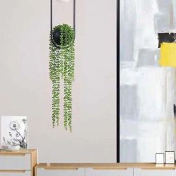 Smokey Cocktail Black Wood Adjustable Led Ceiling Light With Planter-image-4