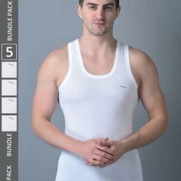 Dollar Bigboss White Cotton Regular Fit Vest - Pack Of 5-image-70