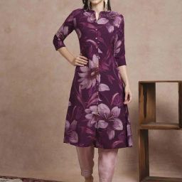 Fashor Purple Printed Straight Kurta-image-64