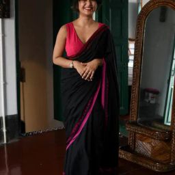 Suta Black Cotton Plain Saree-image-28