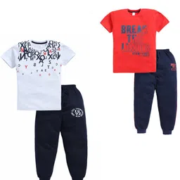 Todd N Teen Boys Pack Of 2 Printed Pure Cotton T-Shirts With Joggers-image-37
