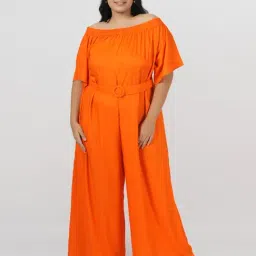 LASTINCH Orange Solid Basic Jumpsuit-16