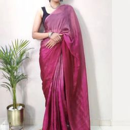 Satrani Pink Woven Saree With Unstitched Blouse-image-53