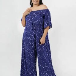LASTINCH Blue Polka Dot Basic Jumpsuit-image-27