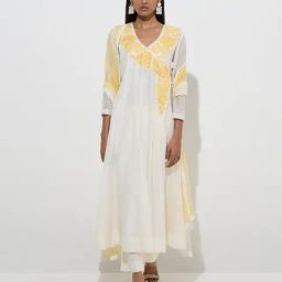 Vark by Westside Yellow Cotton-Blend Kurta, Pants, and Dupatta Set-image-7
