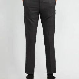 Arrow Grey Slim Fit Self Pattern Trousers-image-5