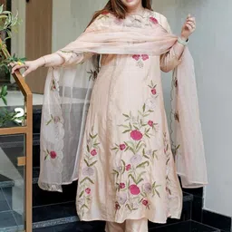 SHREE KHODAL FASHION Women Floral Embroidered Kurta & Palazzo With Dupatta-picture-1