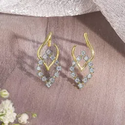 P.N.Gadgil Jewellers 14KT Yellow Gold and Diamond Drop Earring for Women-image-83