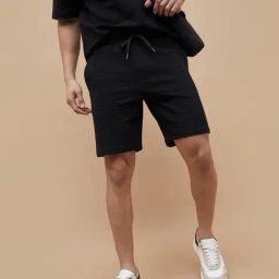 Code By Lifestyle Black Regular Fit Texture Shorts-picture-10