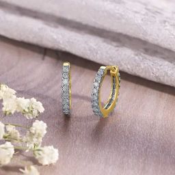 P.N.Gadgil Jewellers 14KT Yellow Gold and Diamond Huggie Earring for Women-image-35
